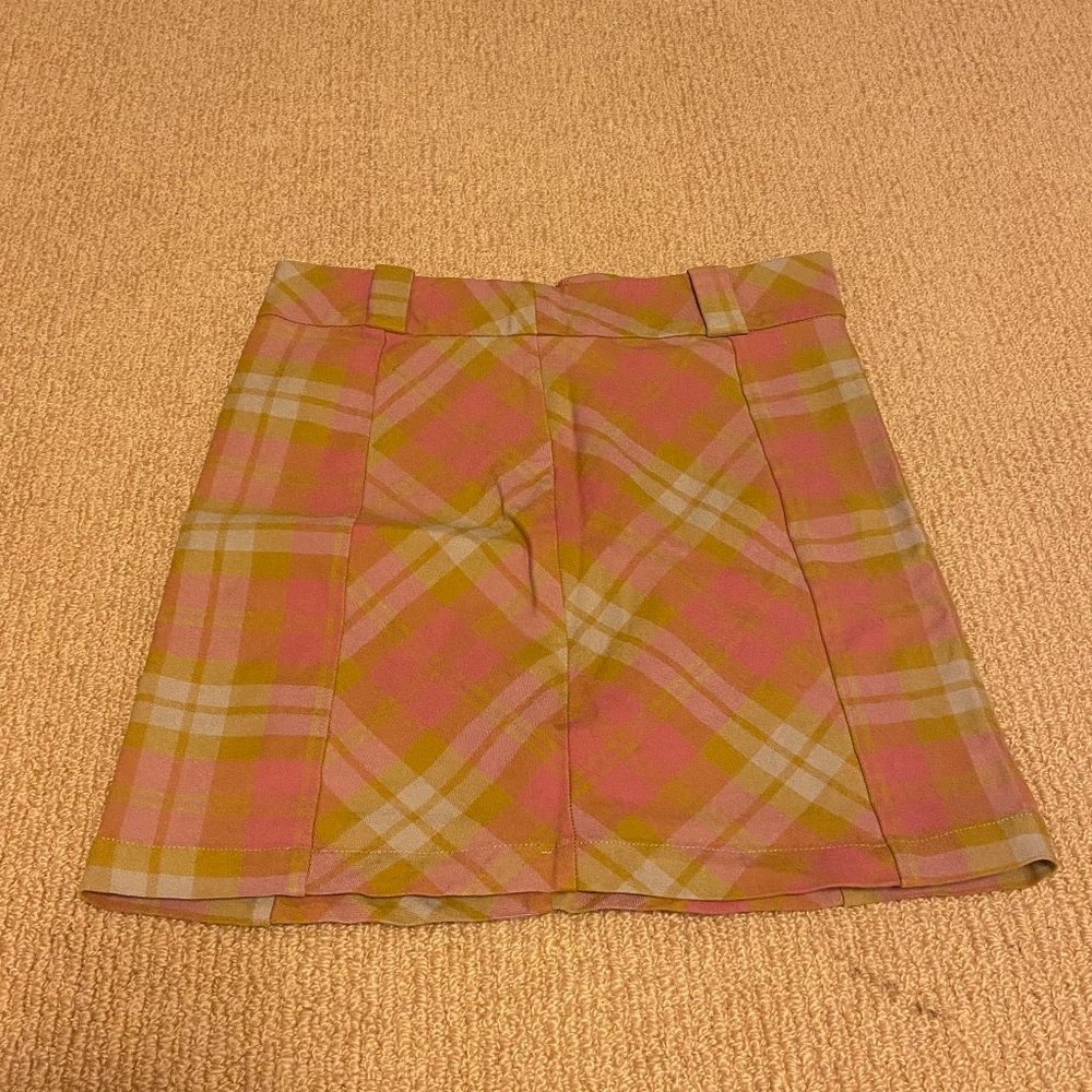 Urban Outfitters Pink Plaid Mini Skirt